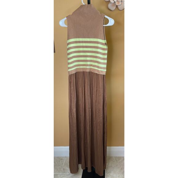 Anthropologie Brown and Yellow Striped Maxi Dress - Picture 4 of 8